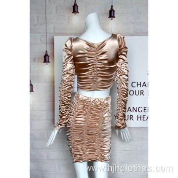 Women's Satin Gold Suit